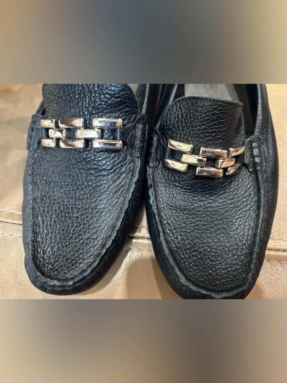 Talbots Black minimalist genuine Leather Slip-On Loafers - Picture 3 of 8